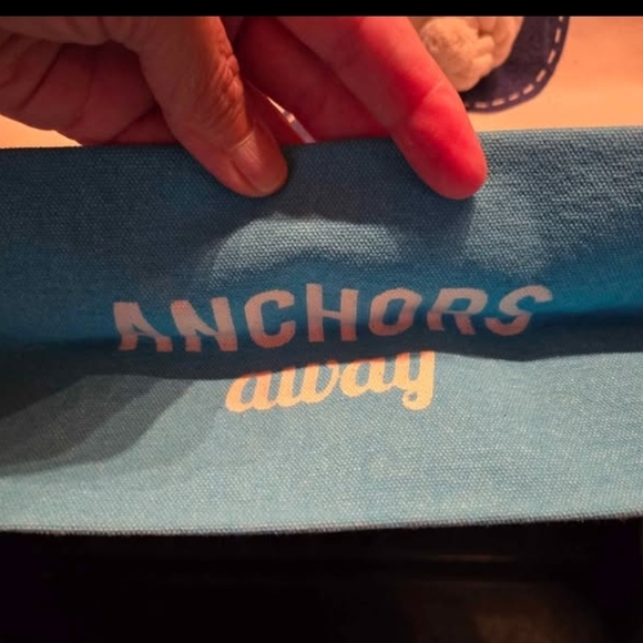 Nautical Anchor Canvas Tote Bag - Blue and Cream - Picture 3 of 3